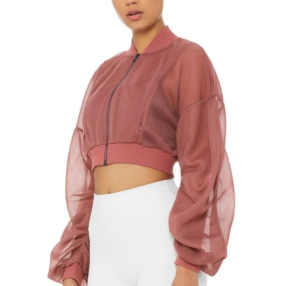 Alo Yoga Field Crop Jacket mesh Rosewood color size medium